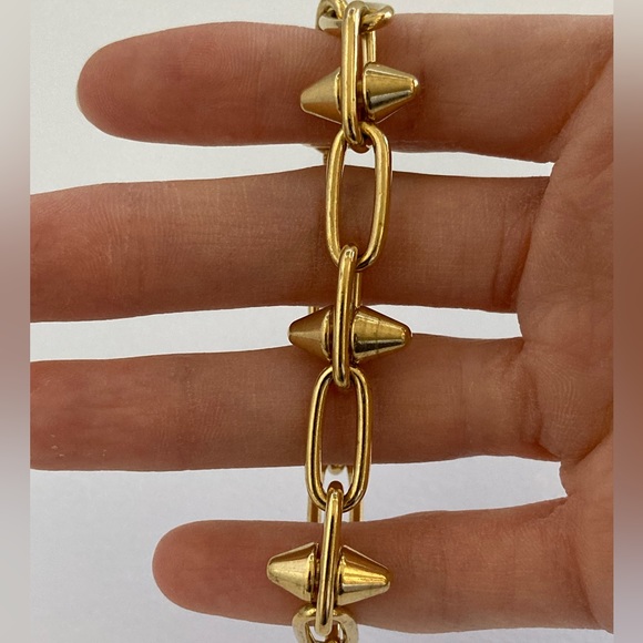 New Vanessa Mooney spike chain chunky layering bracelet gold or silver - Picture 5 of 6